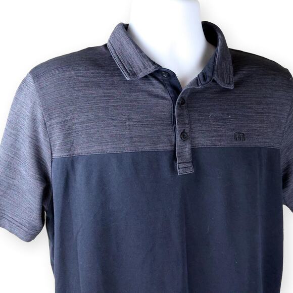 Travis Mathew Gray BlackColorblock Mens Polo Shirt M - Picture 2 of 7